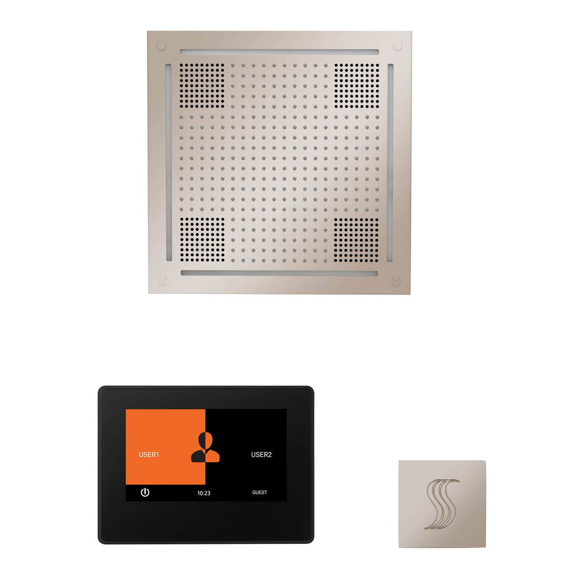 ThermaSol The wellness Hydrovive Steam Package with 7" ThermaTouch Square-Steam Shower Controls & Accessories-ThermaSol-Polished Nickel-Nordica Sauna