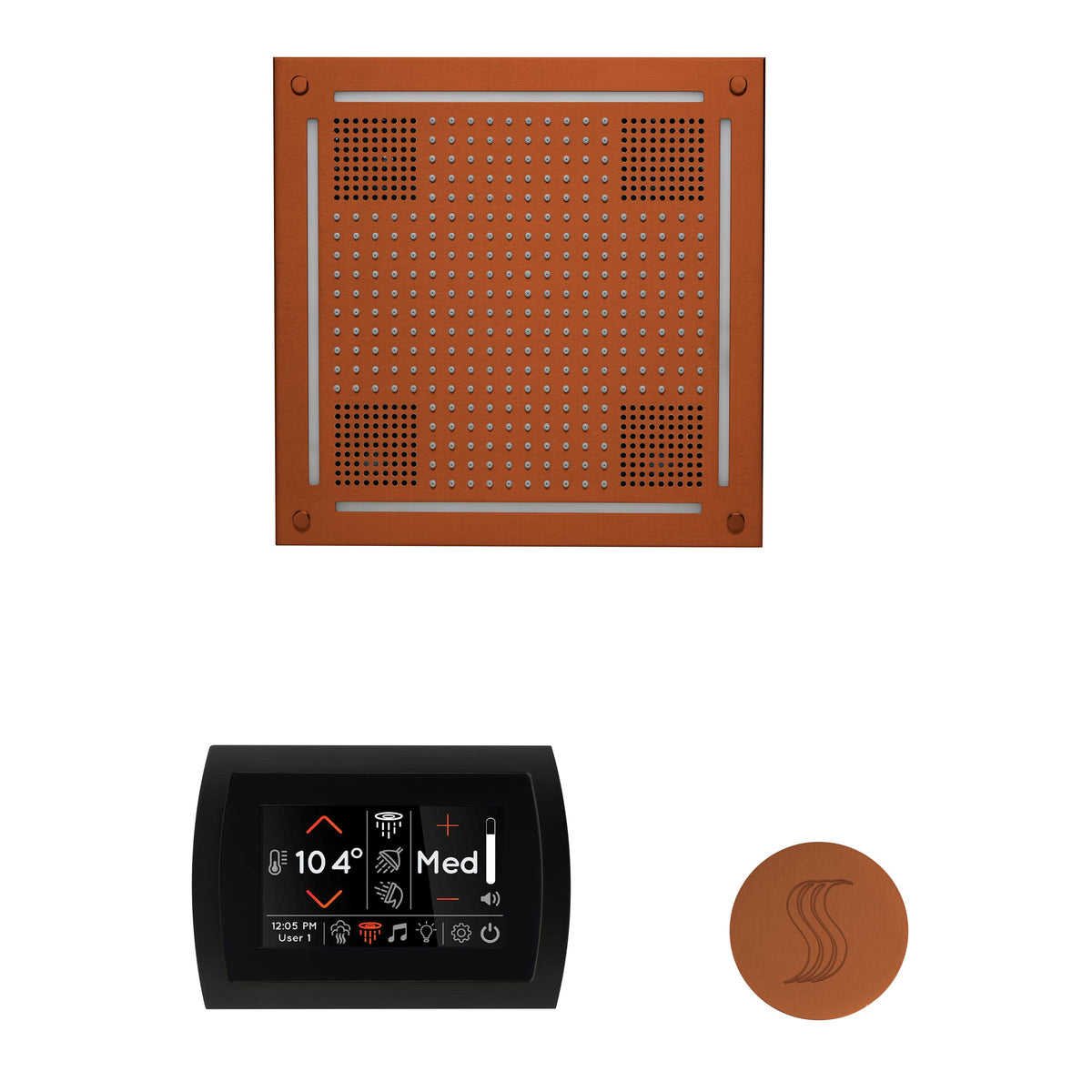 ThermaSol The wellness Hydrovive Steam Package with SignaTouch Round-Steam Shower Controls & Accessories-ThermaSol-Antique Copper-Nordica Sauna