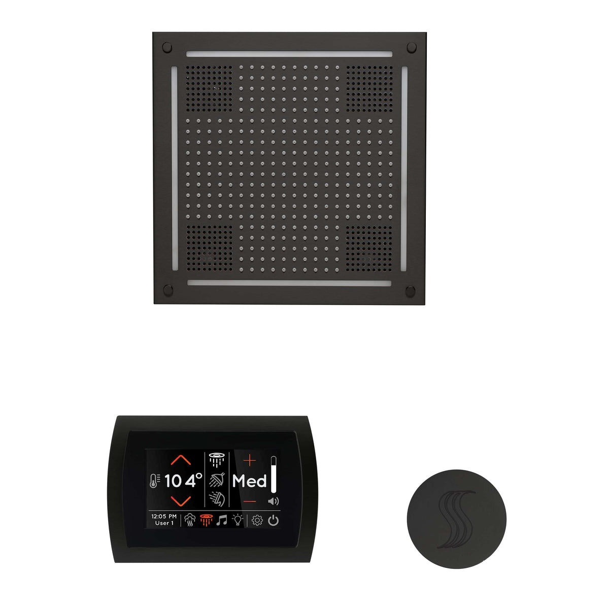 ThermaSol The wellness Hydrovive Steam Package with SignaTouch Round-Steam Shower Controls & Accessories-ThermaSol-Matte Black-Nordica Sauna