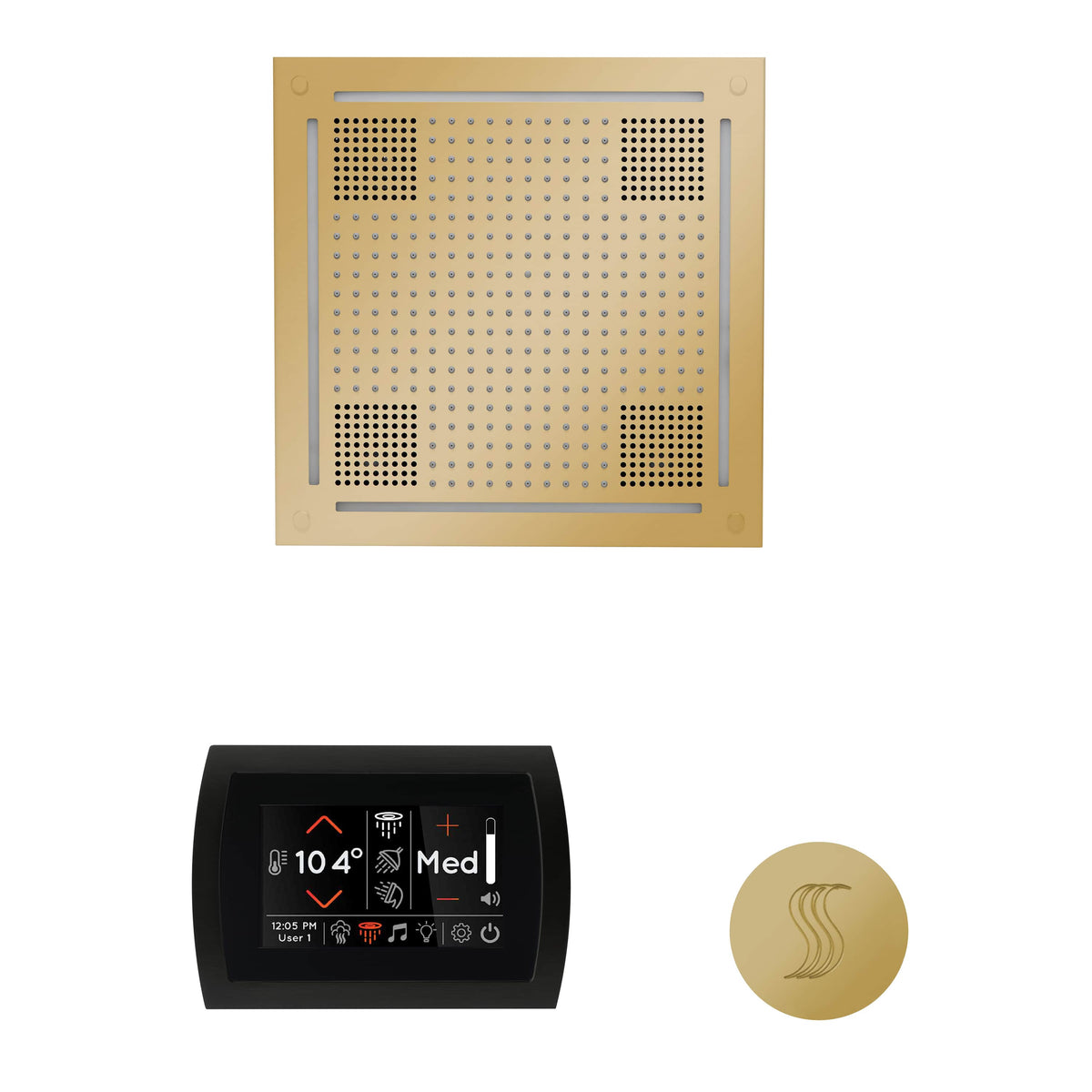 ThermaSol The wellness Hydrovive Steam Package with SignaTouch Round-Steam Shower Controls & Accessories-ThermaSol-Polished Brass-Nordica Sauna