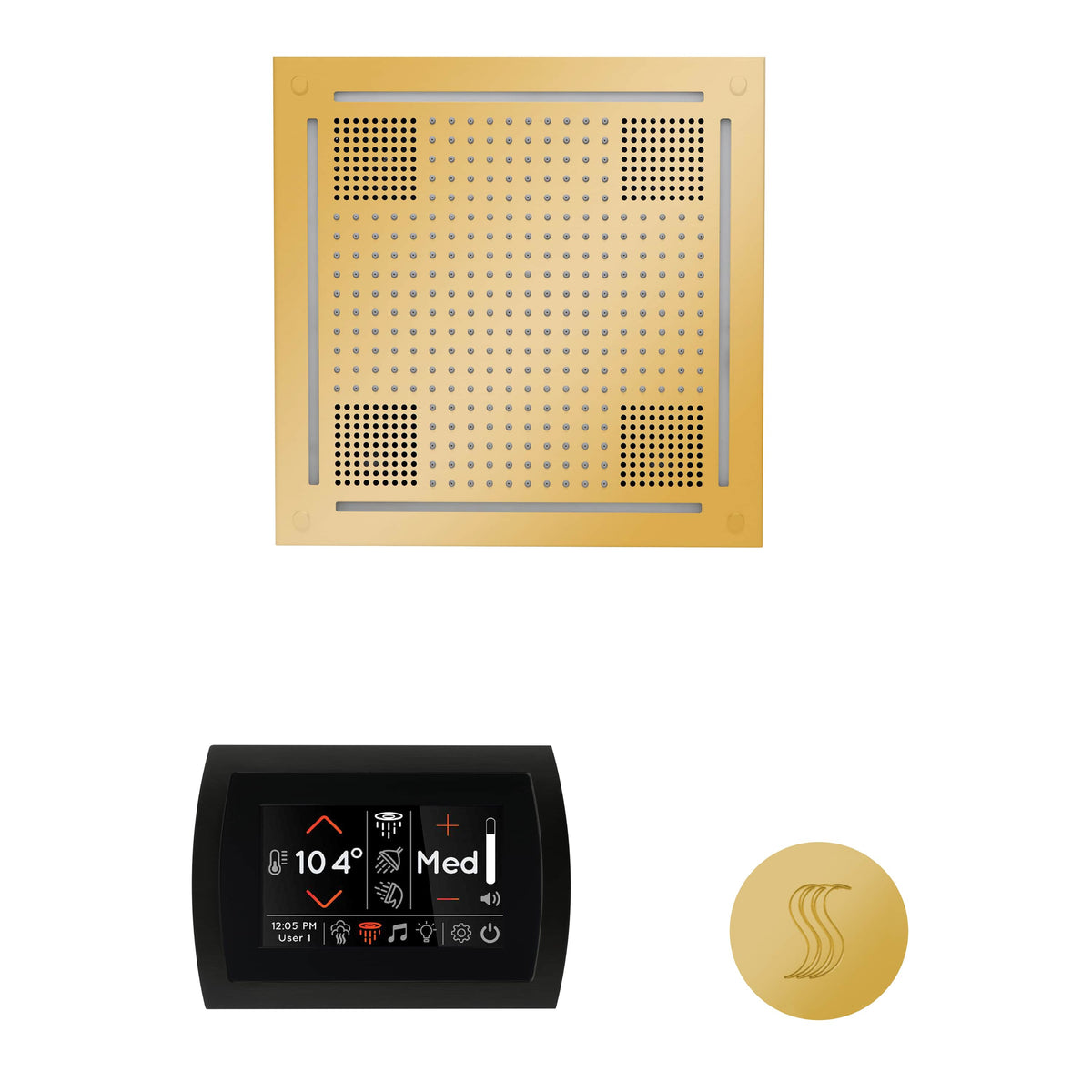 ThermaSol The wellness Hydrovive Steam Package with SignaTouch Round-Steam Shower Controls & Accessories-ThermaSol-Polished Gold-Nordica Sauna