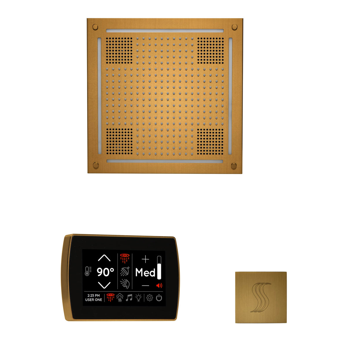ThermaSol The wellness Hydrovive Steam Package with SignaTouch Square-Steam Shower Controls & Accessories-ThermaSol-Antique Brass-Nordica Sauna