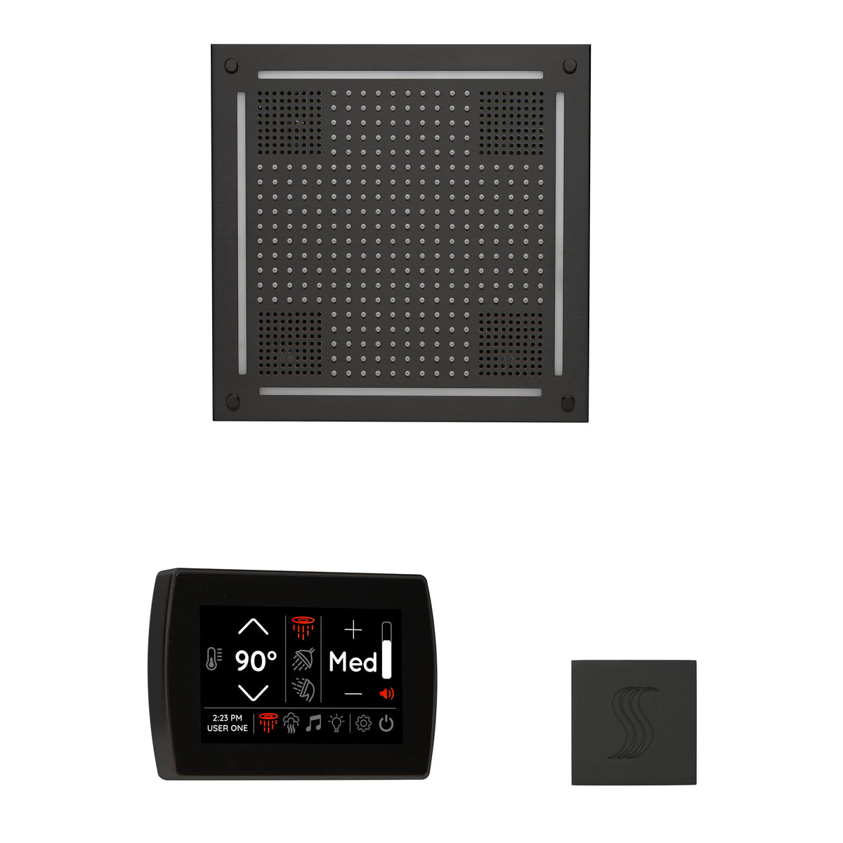 ThermaSol The wellness Hydrovive Steam Package with SignaTouch Square-Steam Shower Controls & Accessories-ThermaSol-Matte Black-Nordica Sauna