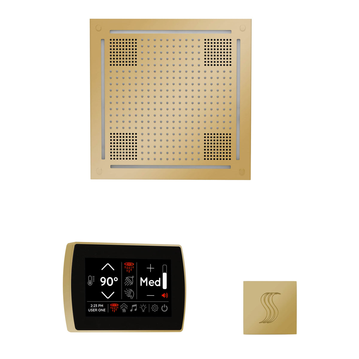 ThermaSol The wellness Hydrovive Steam Package with SignaTouch Square-Steam Shower Controls & Accessories-ThermaSol-Polished Brass-Nordica Sauna