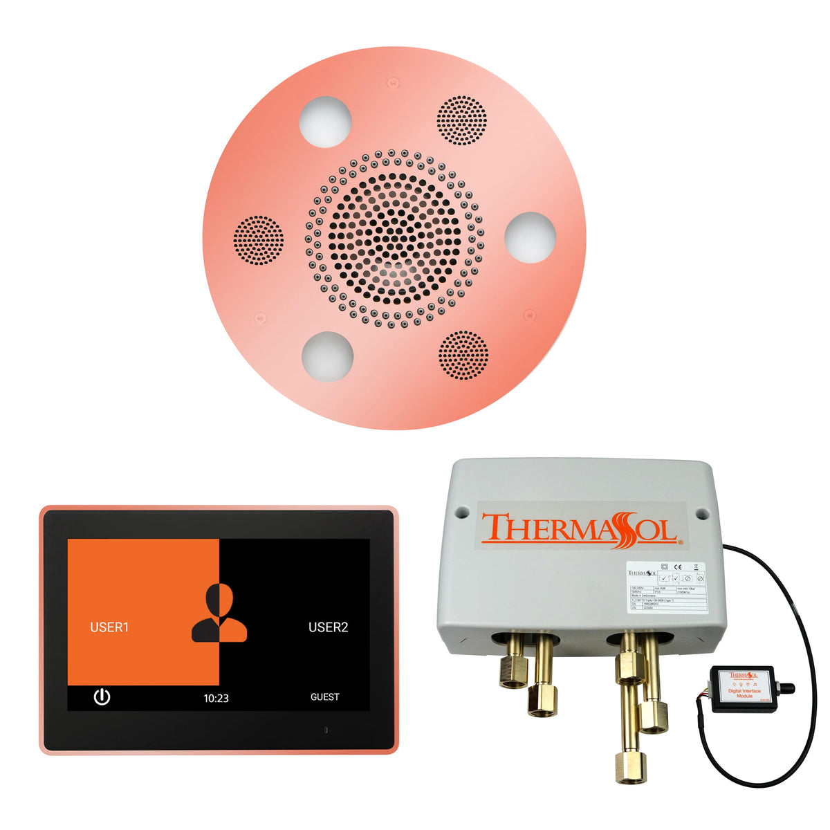 ThermaSol The Wellness Shower Package with 10" ThermaTouch Round-Steam Shower Controls & Accessories-ThermaSol-Copper-Nordica Sauna