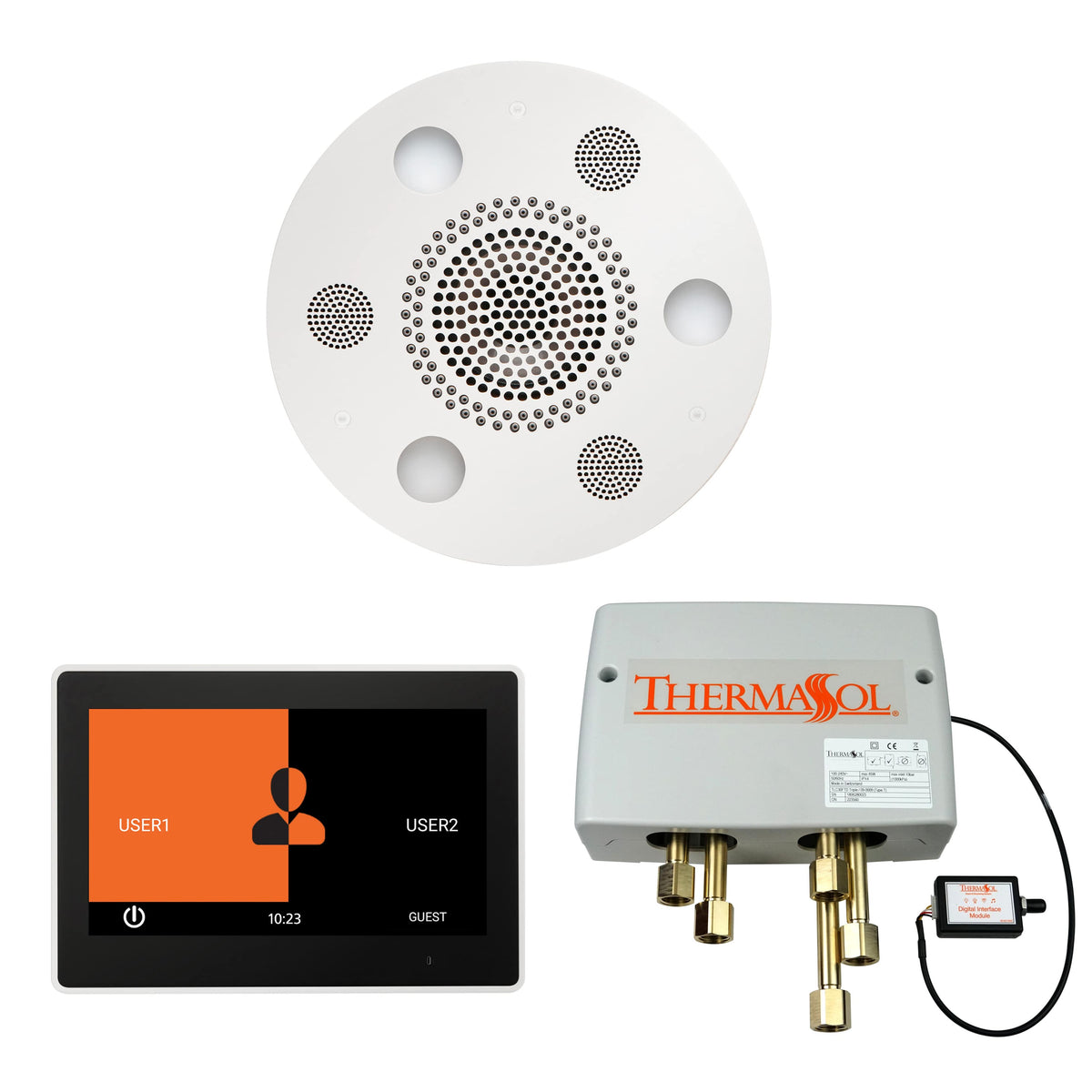 ThermaSol The Wellness Shower Package with 10" ThermaTouch Round-Steam Shower Controls & Accessories-ThermaSol-White-Nordica Sauna