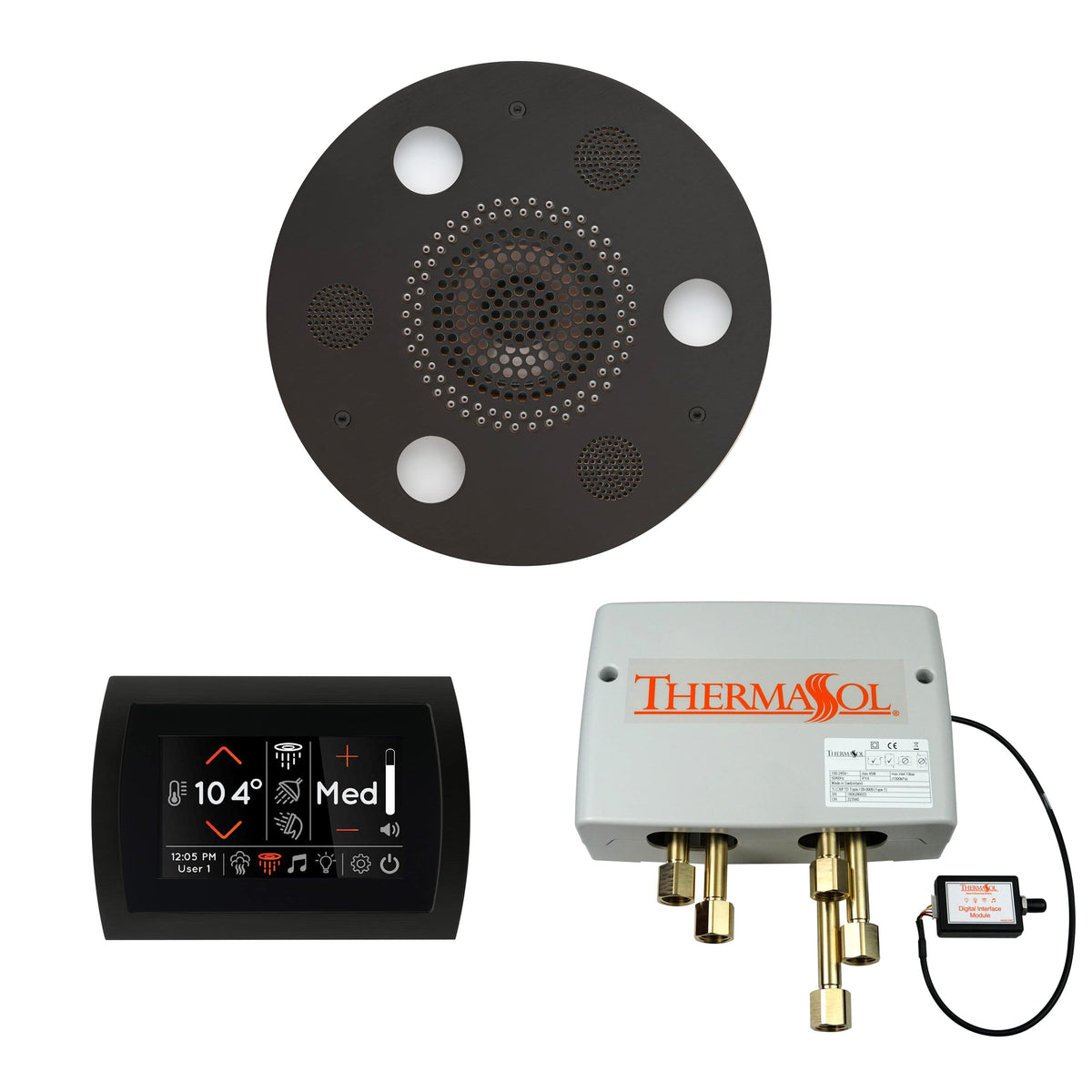 ThermaSol The Wellness Shower Package with SignaTouch Round-Steam Shower Controls & Accessories-ThermaSol-Matte Black-Nordica Sauna