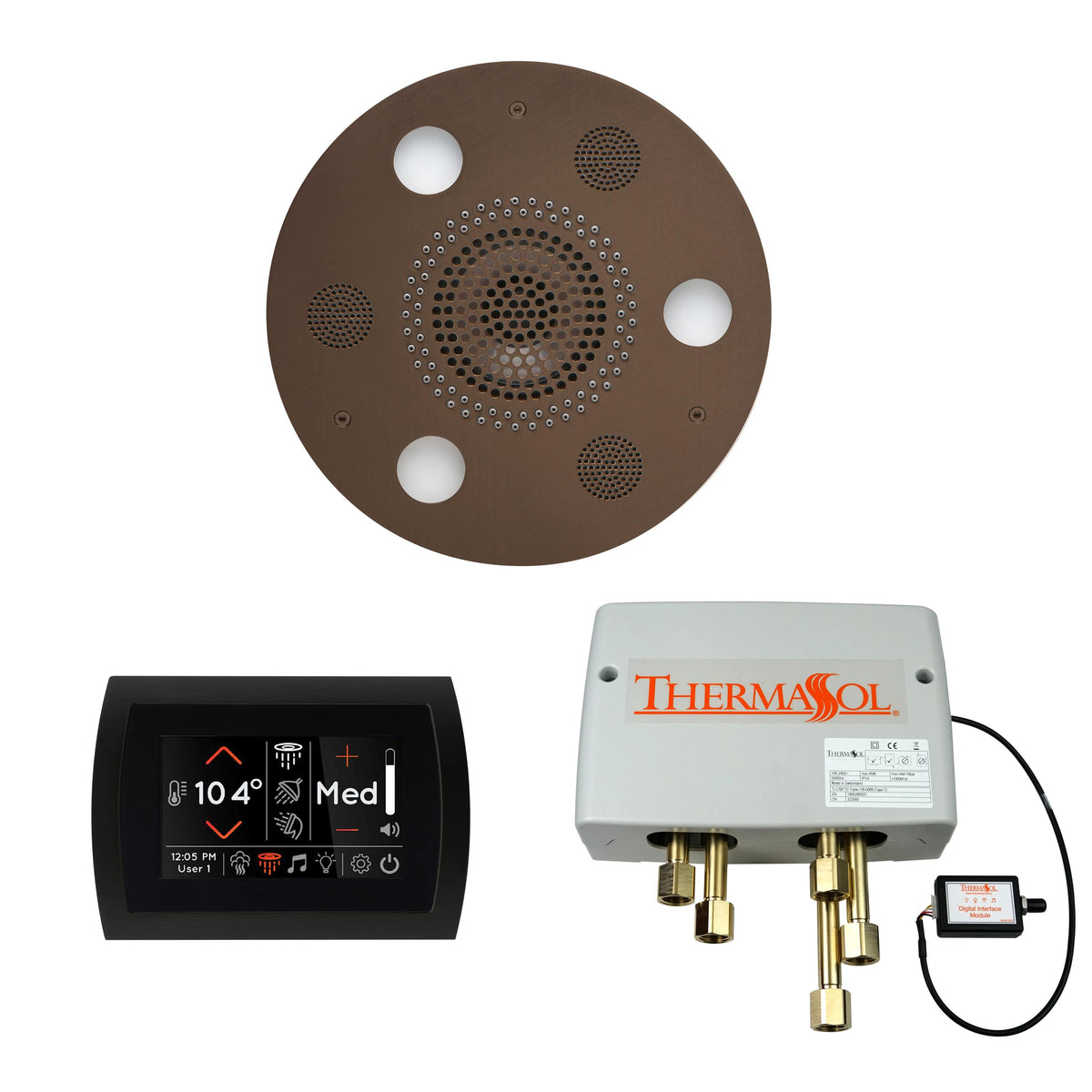 ThermaSol The Wellness Shower Package with SignaTouch Round-Steam Shower Controls & Accessories-ThermaSol-Oil Rubbed Bronze-Nordica Sauna