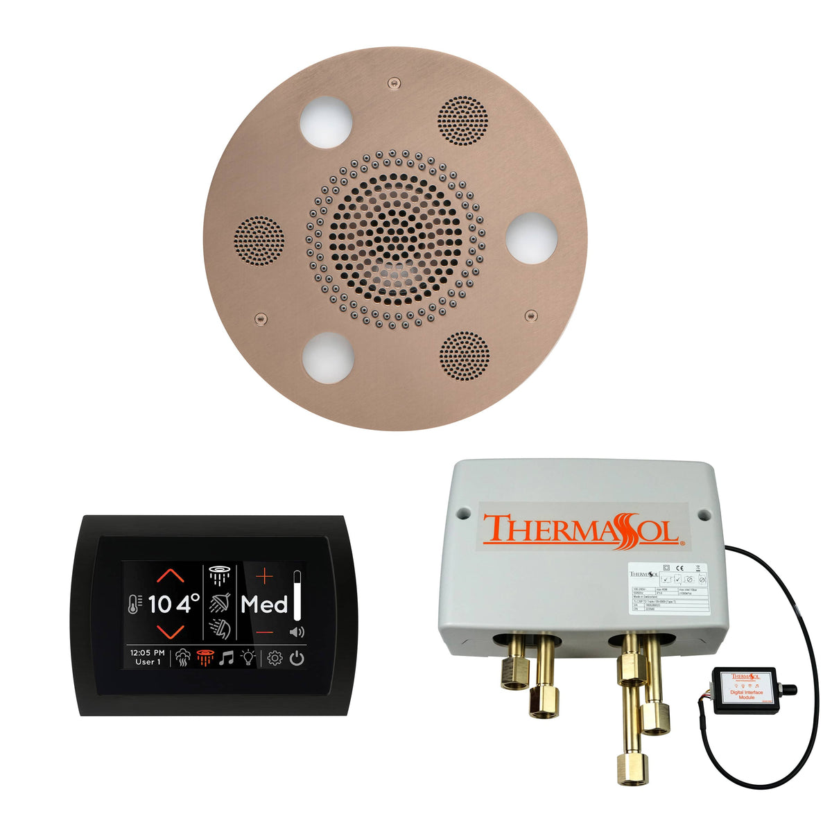 ThermaSol The Wellness Shower Package with SignaTouch Round-Steam Shower Controls & Accessories-ThermaSol-Satin Nickel-Nordica Sauna