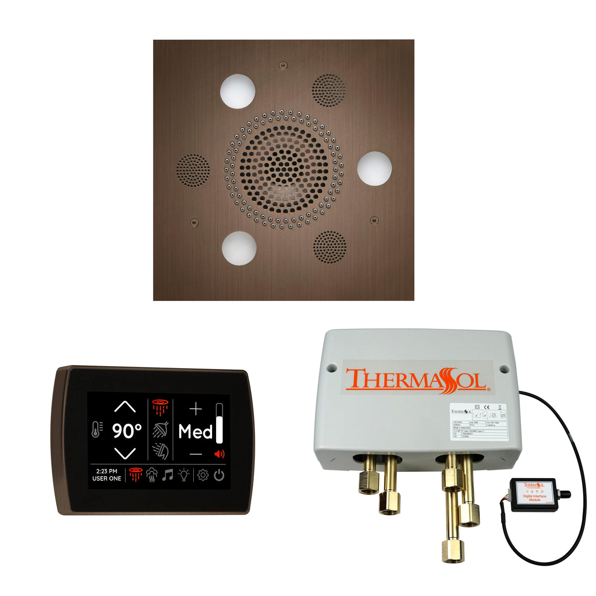 ThermaSol The Wellness Shower Package with SignaTouch Square-Steam Shower Controls & Accessories-ThermaSol-Antique Brass-Nordica Sauna
