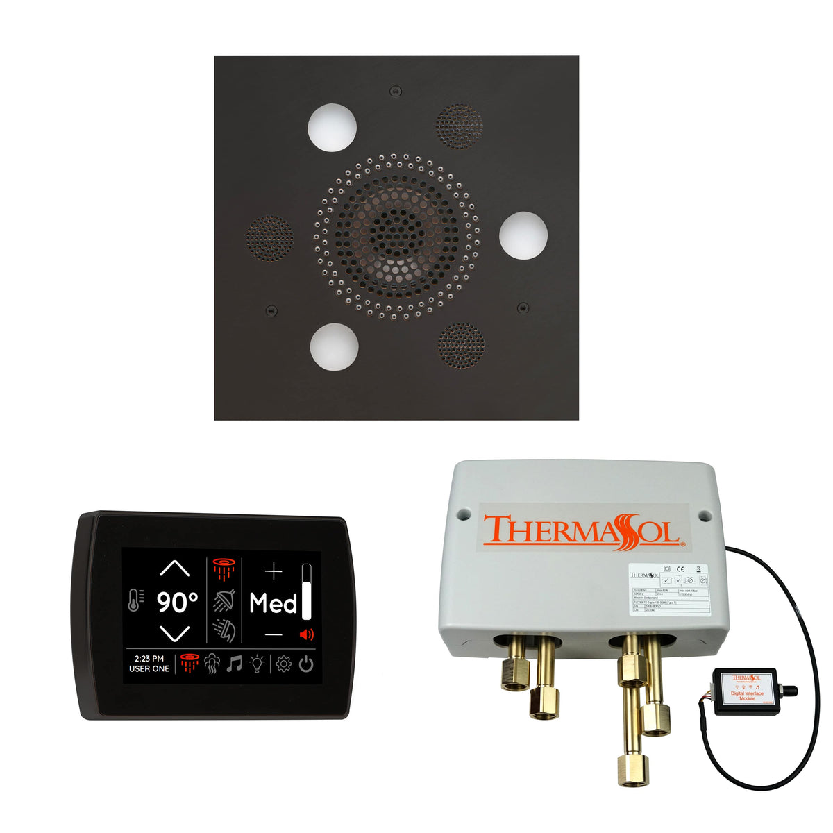 ThermaSol The Wellness Shower Package with SignaTouch Square-Steam Shower Controls & Accessories-ThermaSol-Matte Black-Nordica Sauna