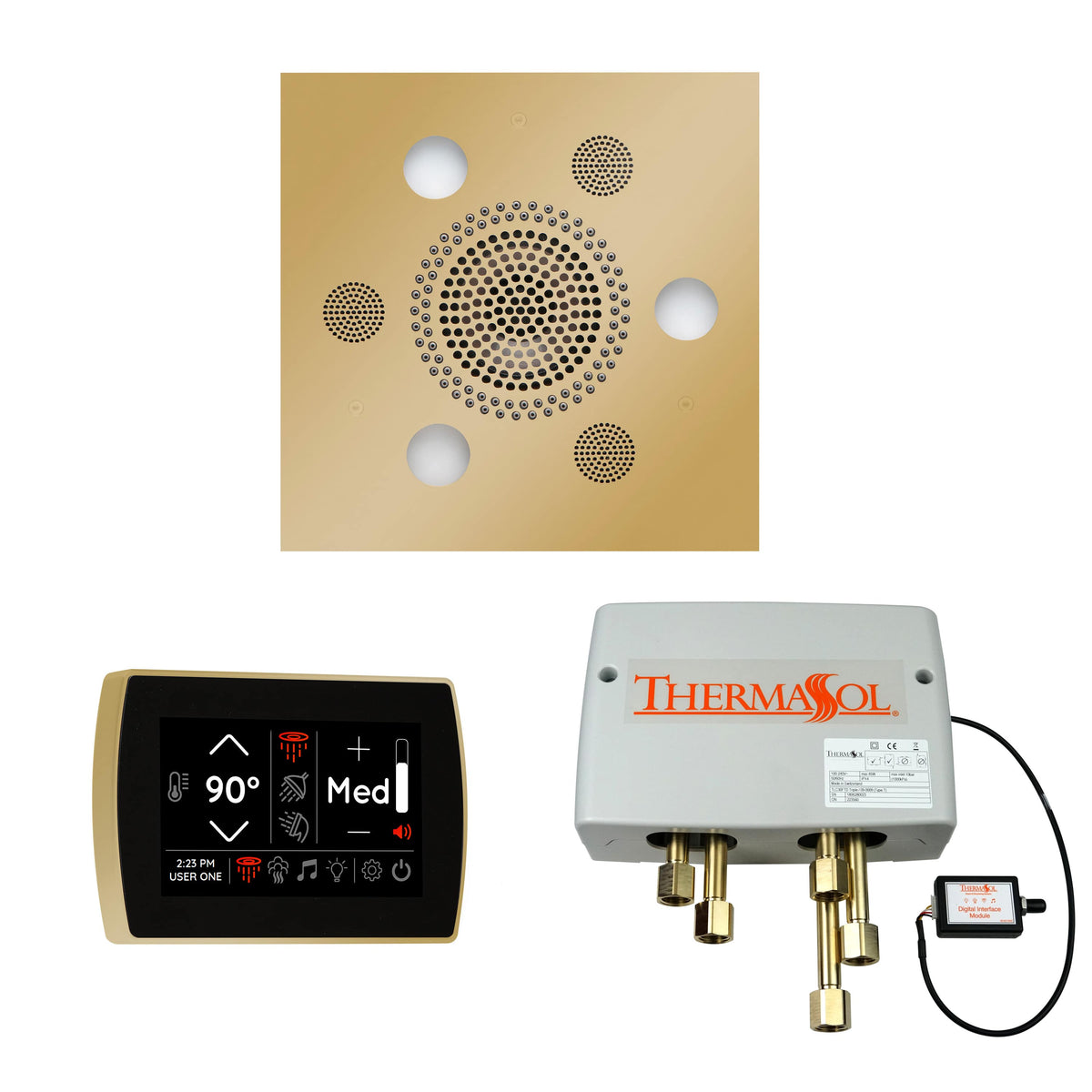 ThermaSol The Wellness Shower Package with SignaTouch Square-Steam Shower Controls & Accessories-ThermaSol-Polished Brass-Nordica Sauna