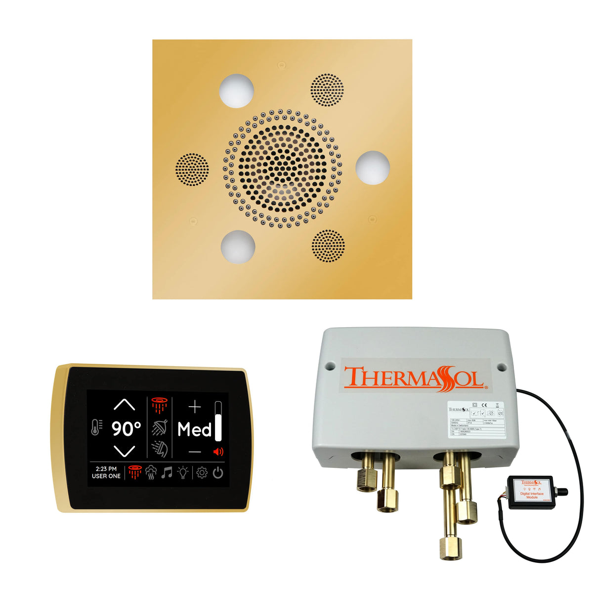 ThermaSol The Wellness Shower Package with SignaTouch Square-Steam Shower Controls & Accessories-ThermaSol-Polished Gold-Nordica Sauna