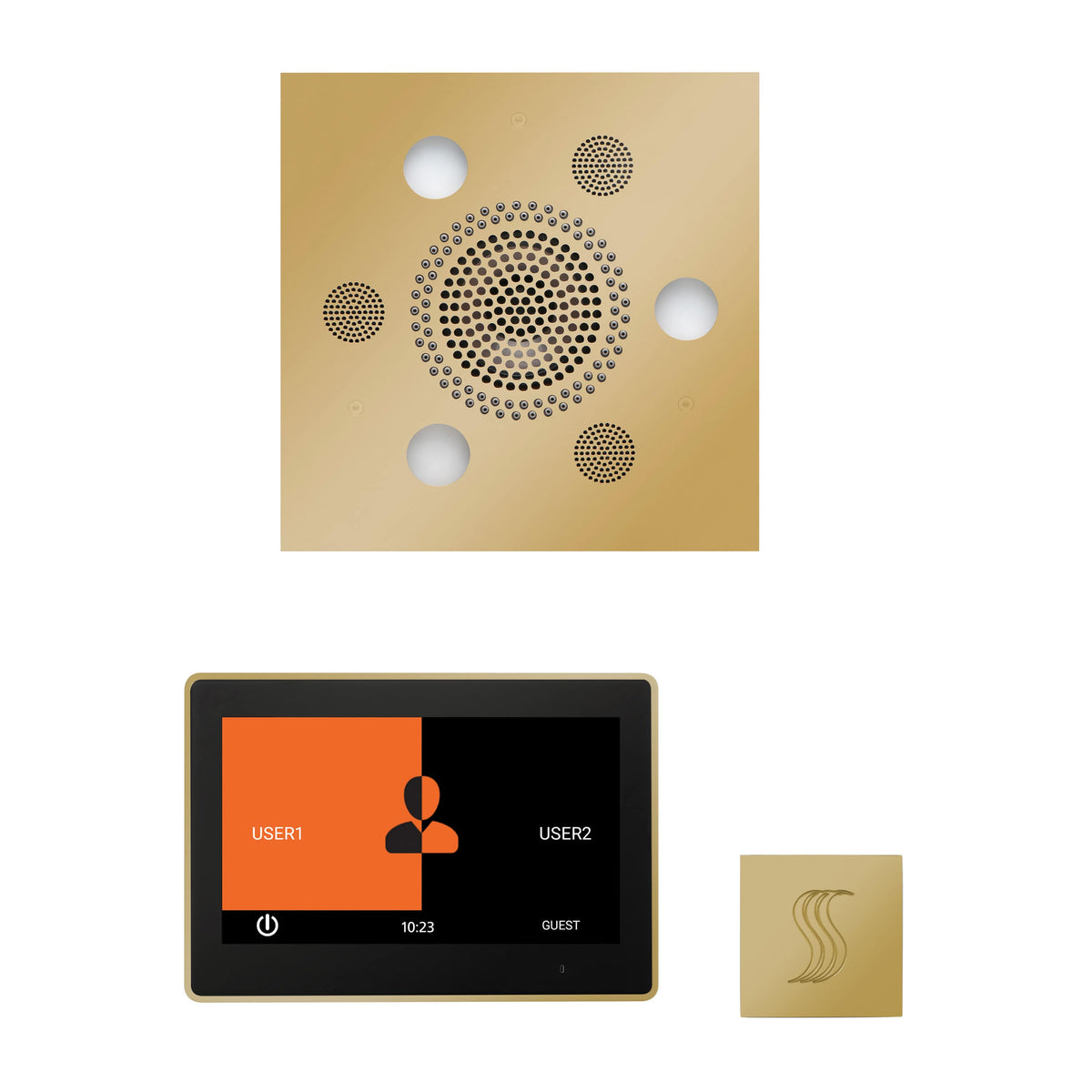 ThermaSol The Wellness Steam Package with 10" ThermaTouch Square-Steam Shower Controls & Accessories-ThermaSol-Polished Brass-Nordica Sauna