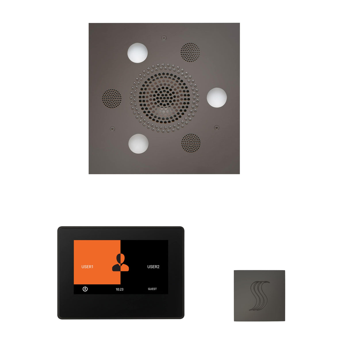 ThermaSol The Wellness Steam Package with 7" ThermaTouch Square-Steam Shower Controls & Accessories-ThermaSol-Black Nickel-Nordica Sauna