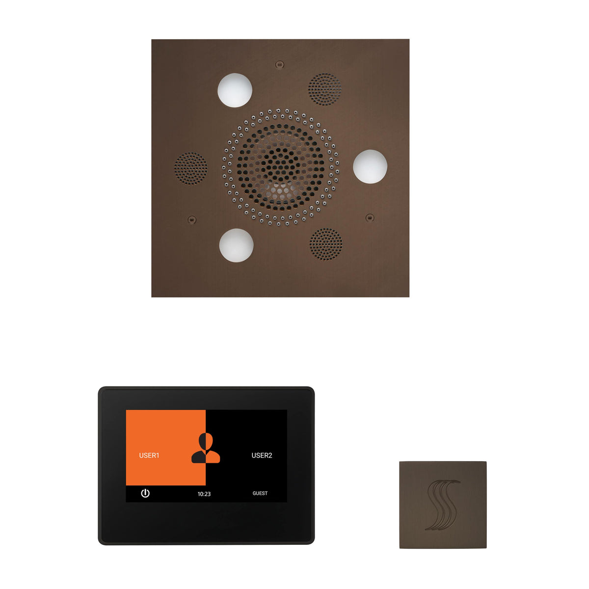 ThermaSol The Wellness Steam Package with 7" ThermaTouch Square-Steam Shower Controls & Accessories-ThermaSol-Oil Rubbed Bronze-Nordica Sauna