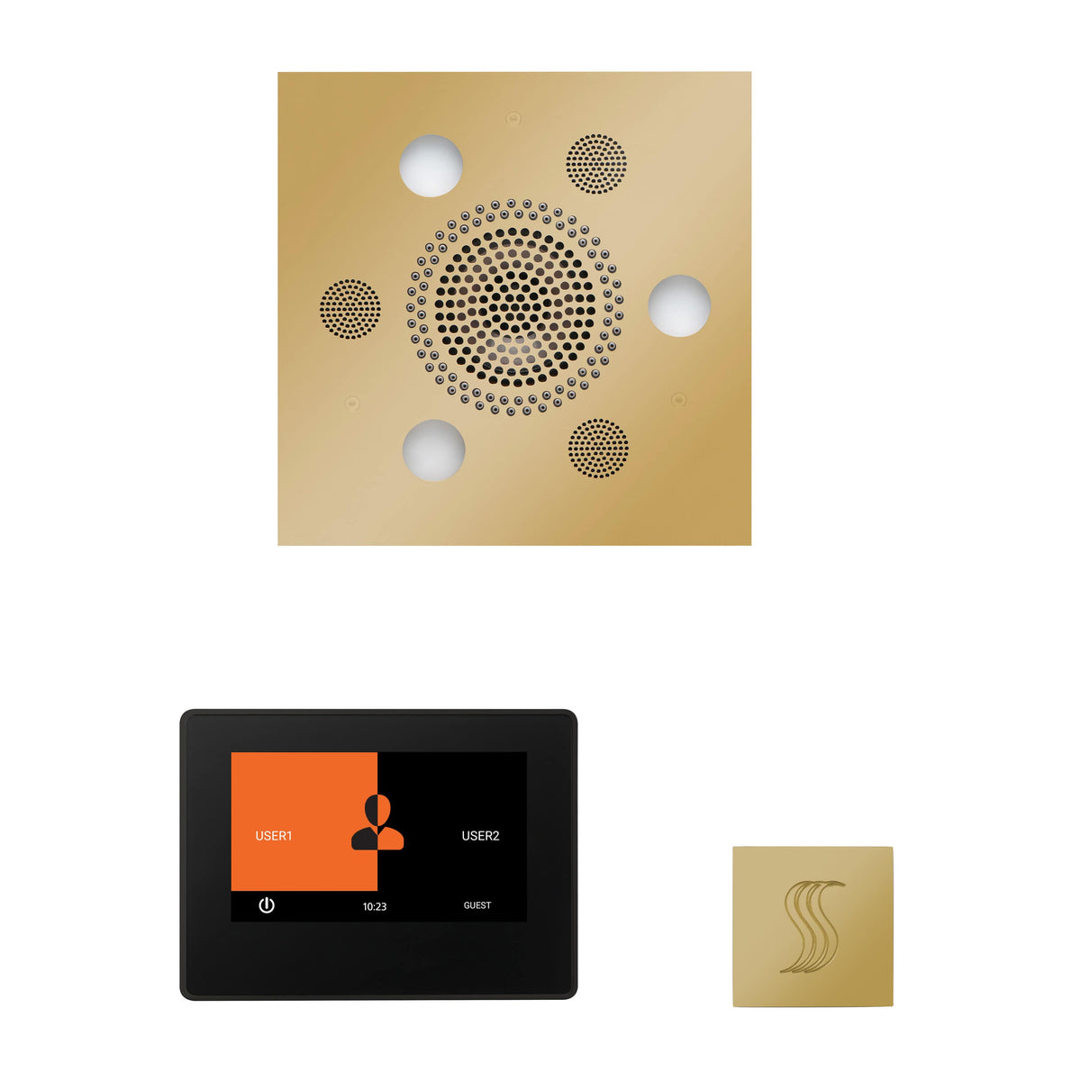 ThermaSol The Wellness Steam Package with 7" ThermaTouch Square-Steam Shower Controls & Accessories-ThermaSol-Polished Brass-Nordica Sauna