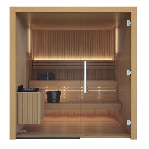 Auroom Libera Glass DIY Sauna Cabin Kit-Sauna-Auroom-Left-Aspen-48" x 71"-Nordica Sauna
