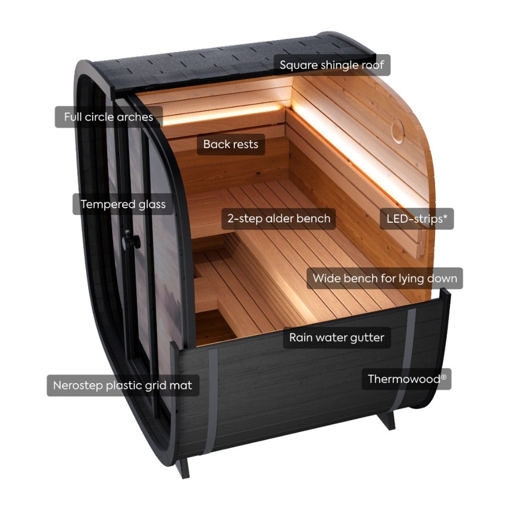 Leil Saunas Black Cube Classic 4-Person Outdoor Sauna