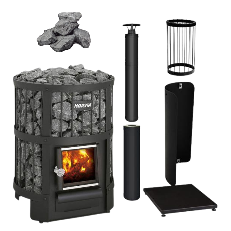 Harvia Legend 150 16kW Sauna Stove Package with Chimney-Sauna Heater-Harvia-Black-