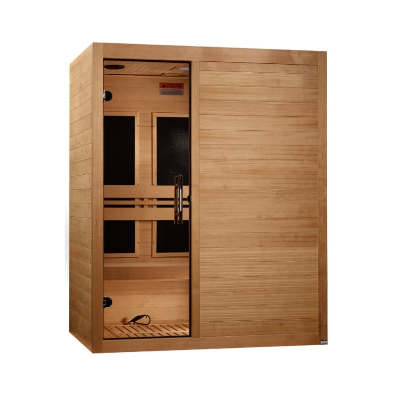 Golden Designs Maxxus S-Line 3-Person Ultra Low EMF FAR Infrared Sauna with Canadian Hemlock