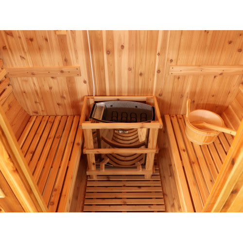 Sunray Solace 2-Person Traditional Barrel Sauna with 6kW Harvia Heater