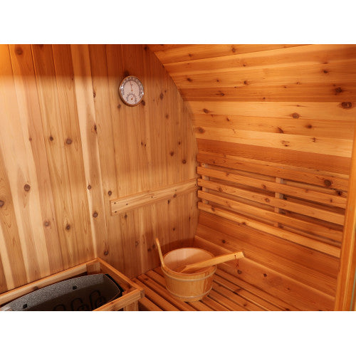 Sunray Solace 2-Person Traditional Barrel Sauna with 6kW Harvia Heater