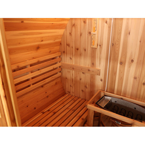 Sunray Solace 2-Person Traditional Barrel Sauna with 6kW Harvia Heater