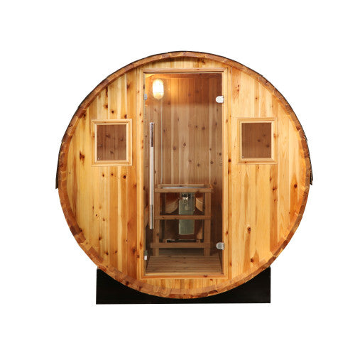 Sunray Solace 2-Person Traditional Barrel Sauna with 6kW Harvia Heater