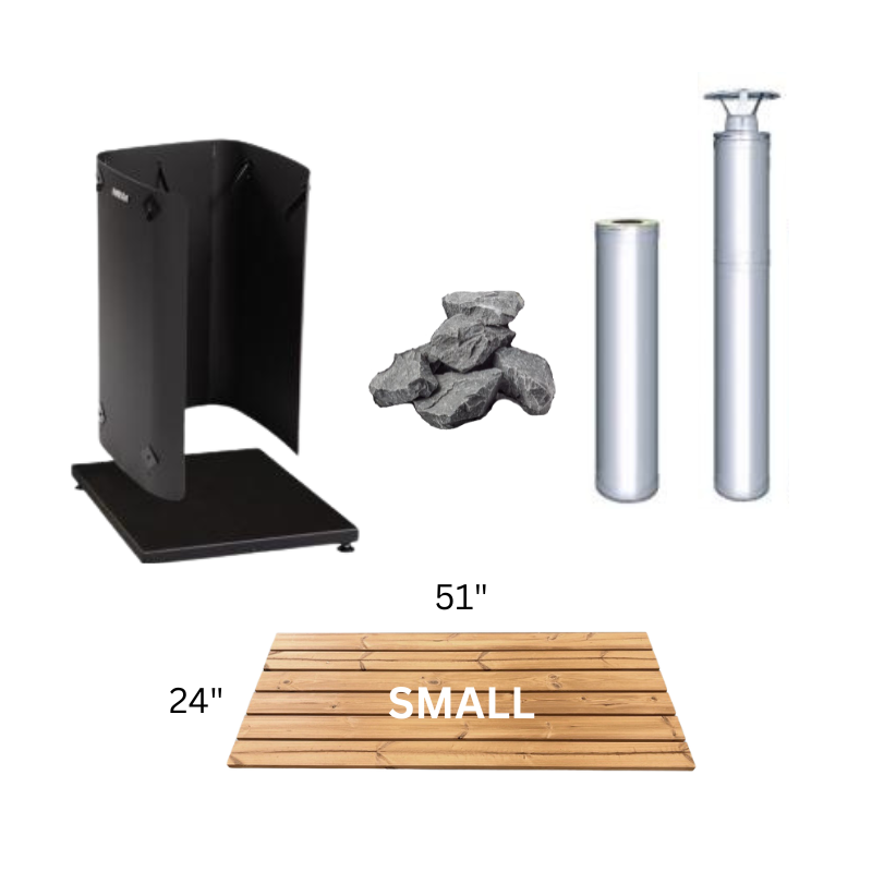 Harvia M3 Wood-Burning Stove Stainless Steel Package with Small SaunaLife Barrel Floor