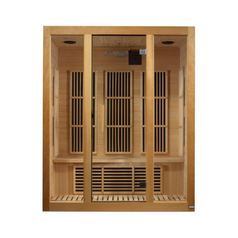 Golden Designs Maxxus Bellevue 3-Person Near Zero EMF FAR Infrared Sauna with Canadian Hemlock | MX-J306-01-ZF