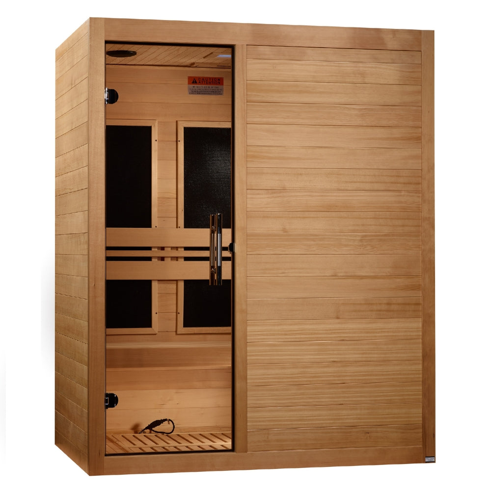 Golden Designs Maxxus S-Line 3-Person Low EMF FAR Infrared Sauna with Canadian Hemlock
