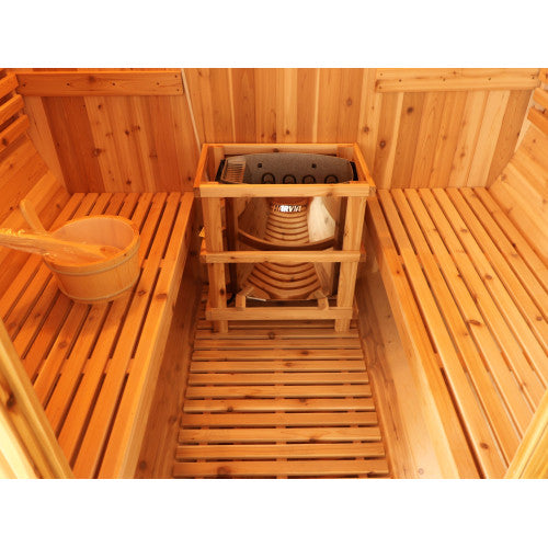 Sunray Aurora 2-4 Person Traditional Barrel Sauna with 6kW Harvia Heater