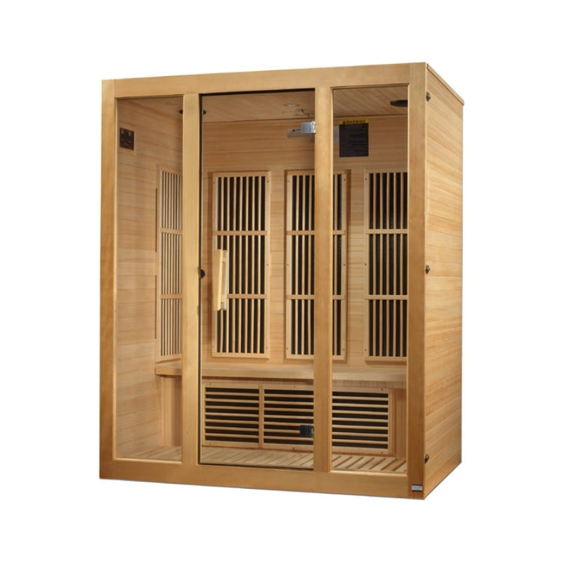 Golden Designs Maxxus Bellevue 3-Person Near Zero EMF FAR Infrared Sauna with Canadian Hemlock | MX-J306-01-ZF
