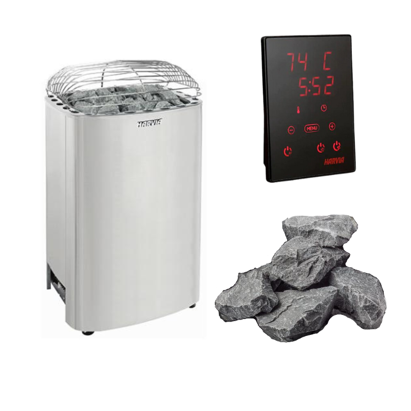 Harvia Club K12.5G Electric Sauna Heater Package-Sauna Heater-Harvia-240V/1PH (Home Use)-Standard Xenio CX30-