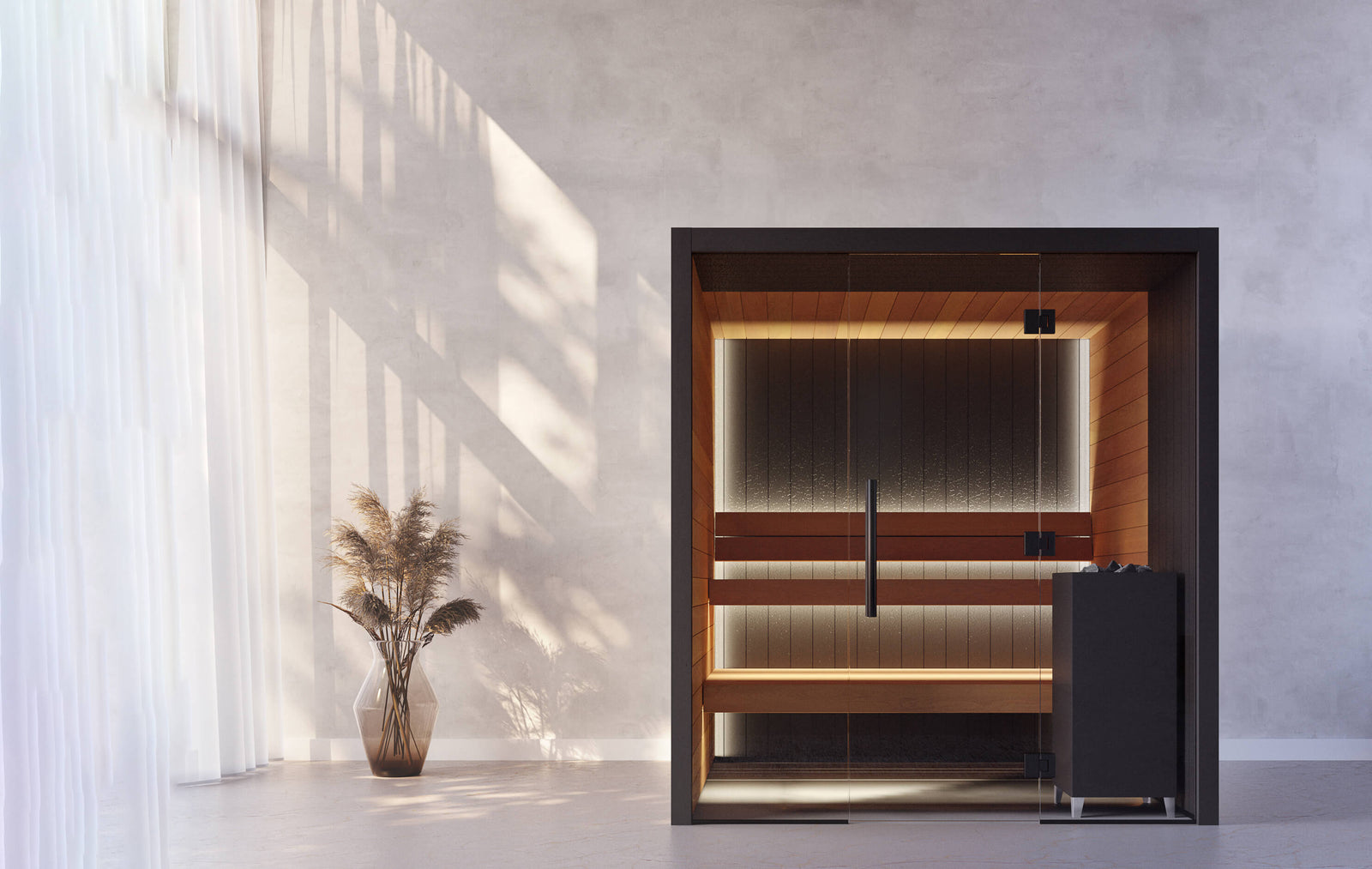 Mira L Outdoor Cabin by Auroom - Black Thermo-Spruce - Divine Saunas