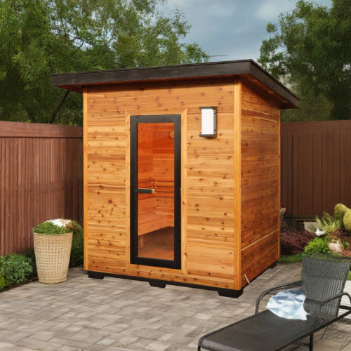 Sunray Denali 4-Person Contemporary Outdoor Sauna with 6kW Heater