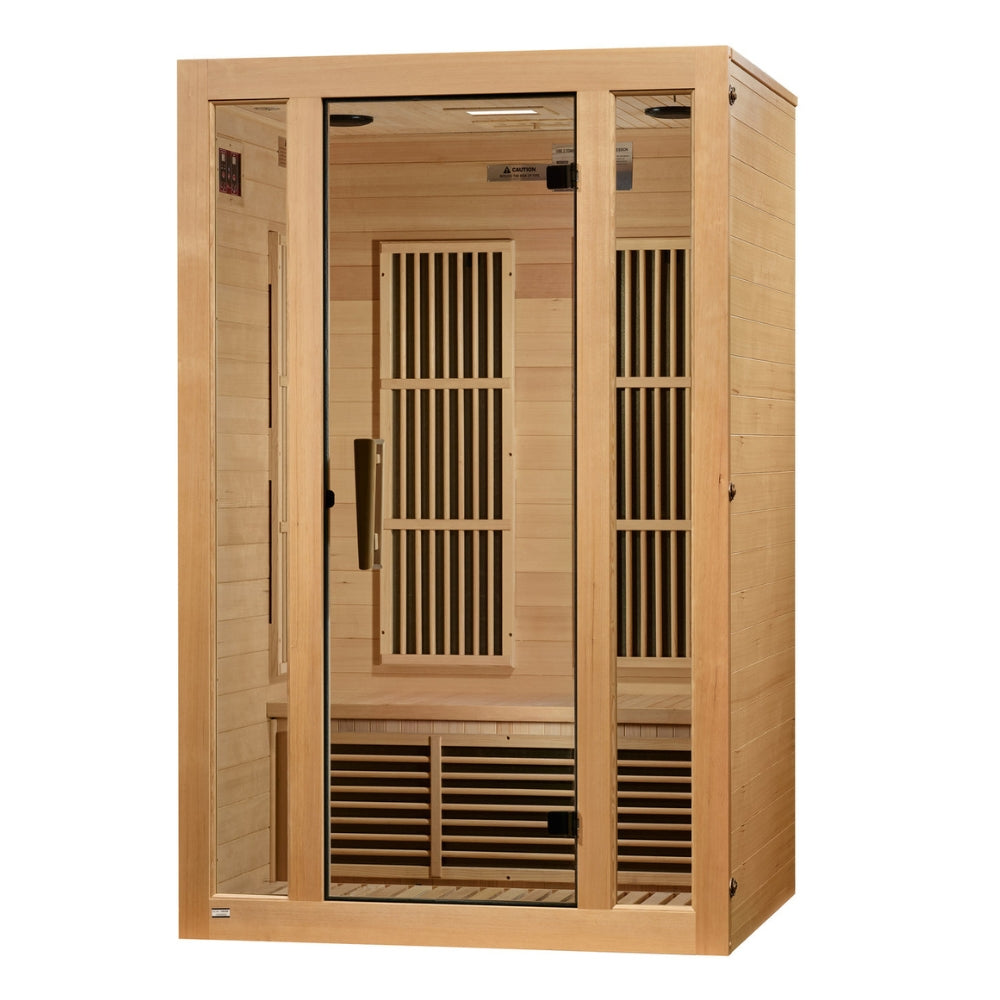Golden Designs Maxxus "Seattle" 2-Person Near Zero EMF FAR Infrared Carbon Sauna with Canadian Hemlock | MX-J206-01-ZF