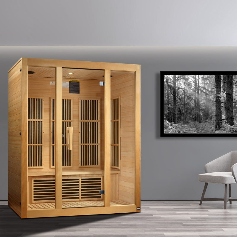Golden Designs Maxxus Bellevue 3-Person Near Zero EMF FAR Infrared Sauna with Canadian Hemlock | MX-J306-01-ZF