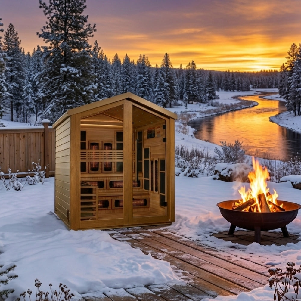 Golden Designs "Kaskinen" 6-Person Full Spectrum PureTech™ Hybrid Outdoor Sauna