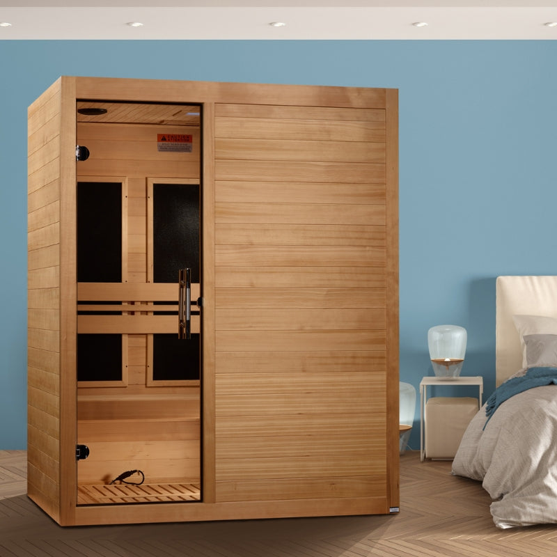 Golden Designs Maxxus S-Line 3-Person Ultra Low EMF FAR Infrared Sauna with Canadian Hemlock