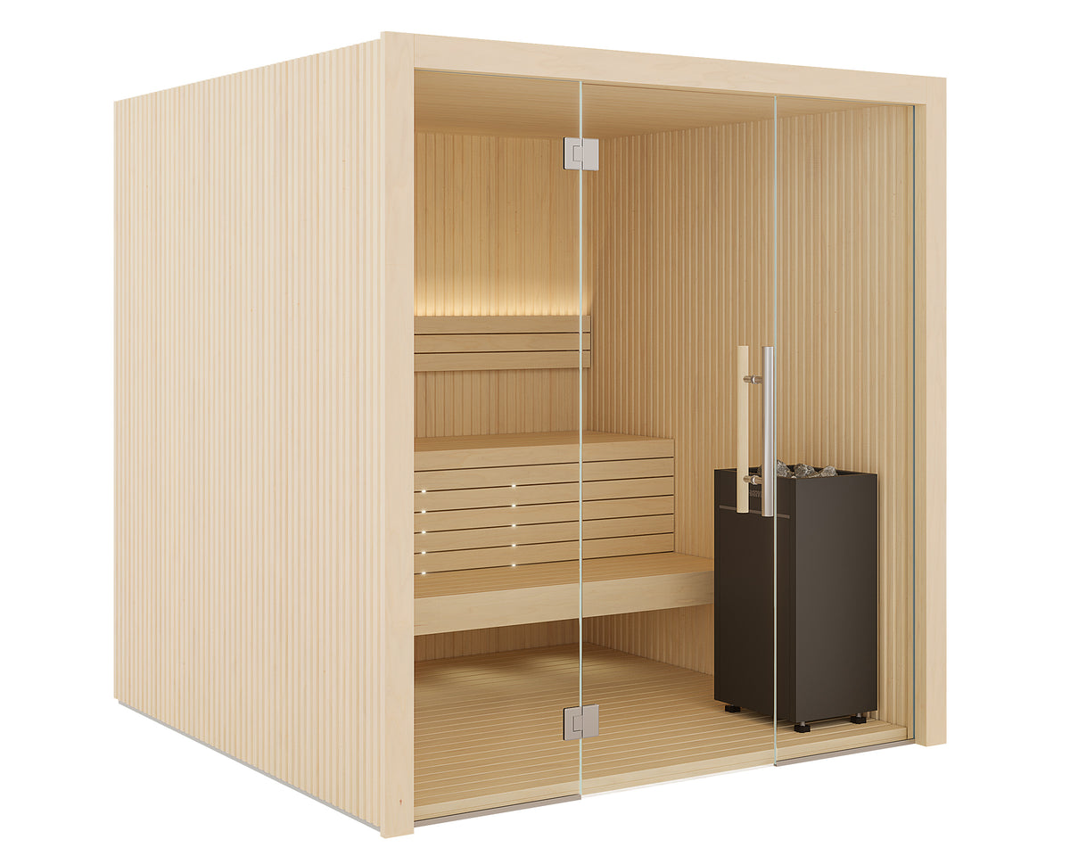 Auroom Libera Glass Aspen -  3 Person Traditional Sauna