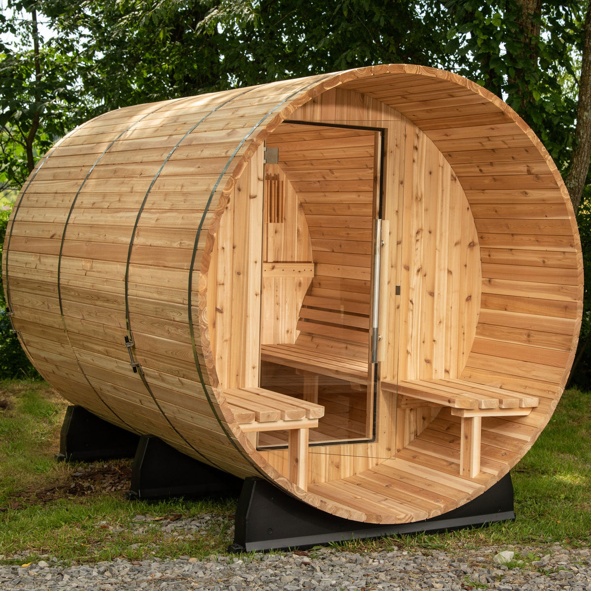 Almost Heaven Charleston 4-Person Canopy Barrel Sauna-Traditional Saunas-Nordica Sauna