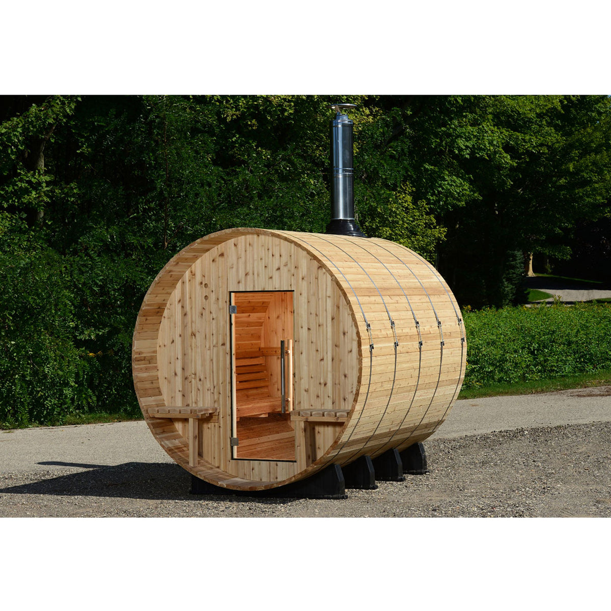 Almost Heaven Grandview 4-6 Person Canopy Barrel Sauna-Traditional Saunas-Nordica Sauna