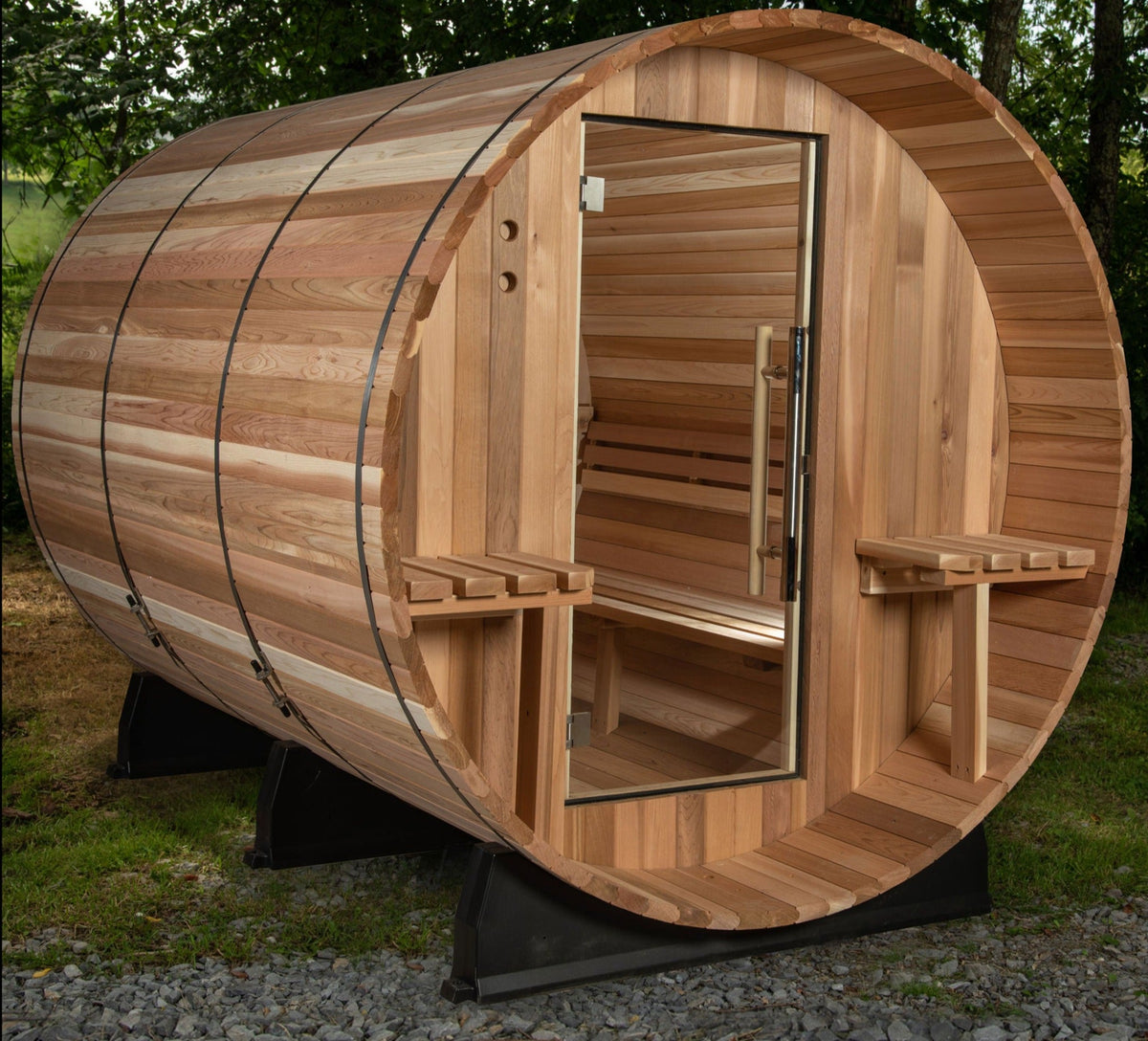 Almost Heaven Huntington 4-6 Person Canopy Barrel Sauna-Traditional Saunas-Nordica Sauna