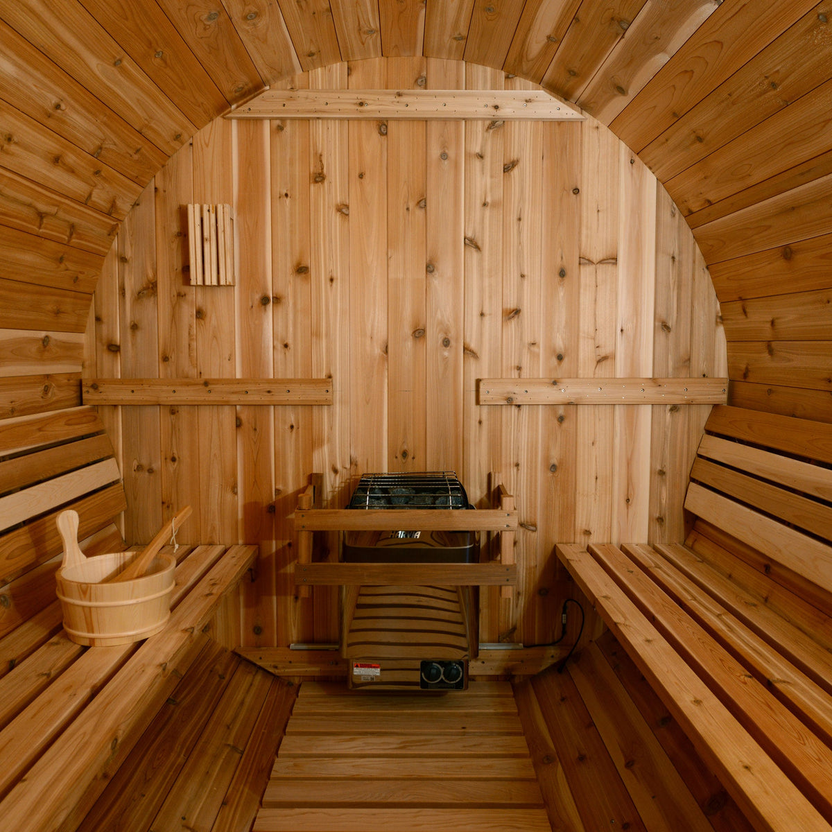 Almost Heaven Lewisburg 6-8 Person Barrel Sauna-Traditional Saunas-Nordica Sauna