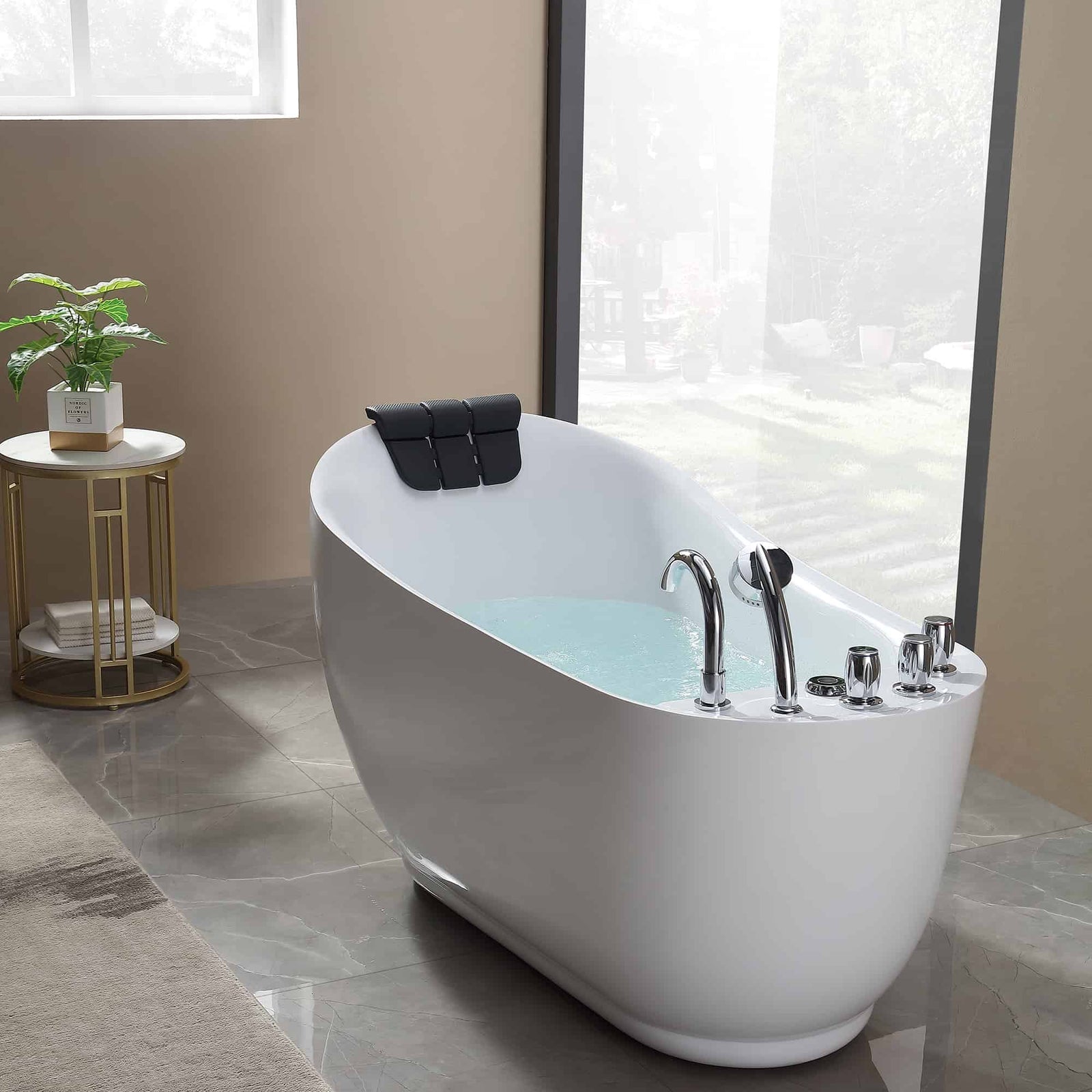 Empava 59 in. Whirlpool Freestanding Acrylic Bathtub | EMPV-59AIS04-Feestanding massage bathtub-Empava-Nordica Sauna