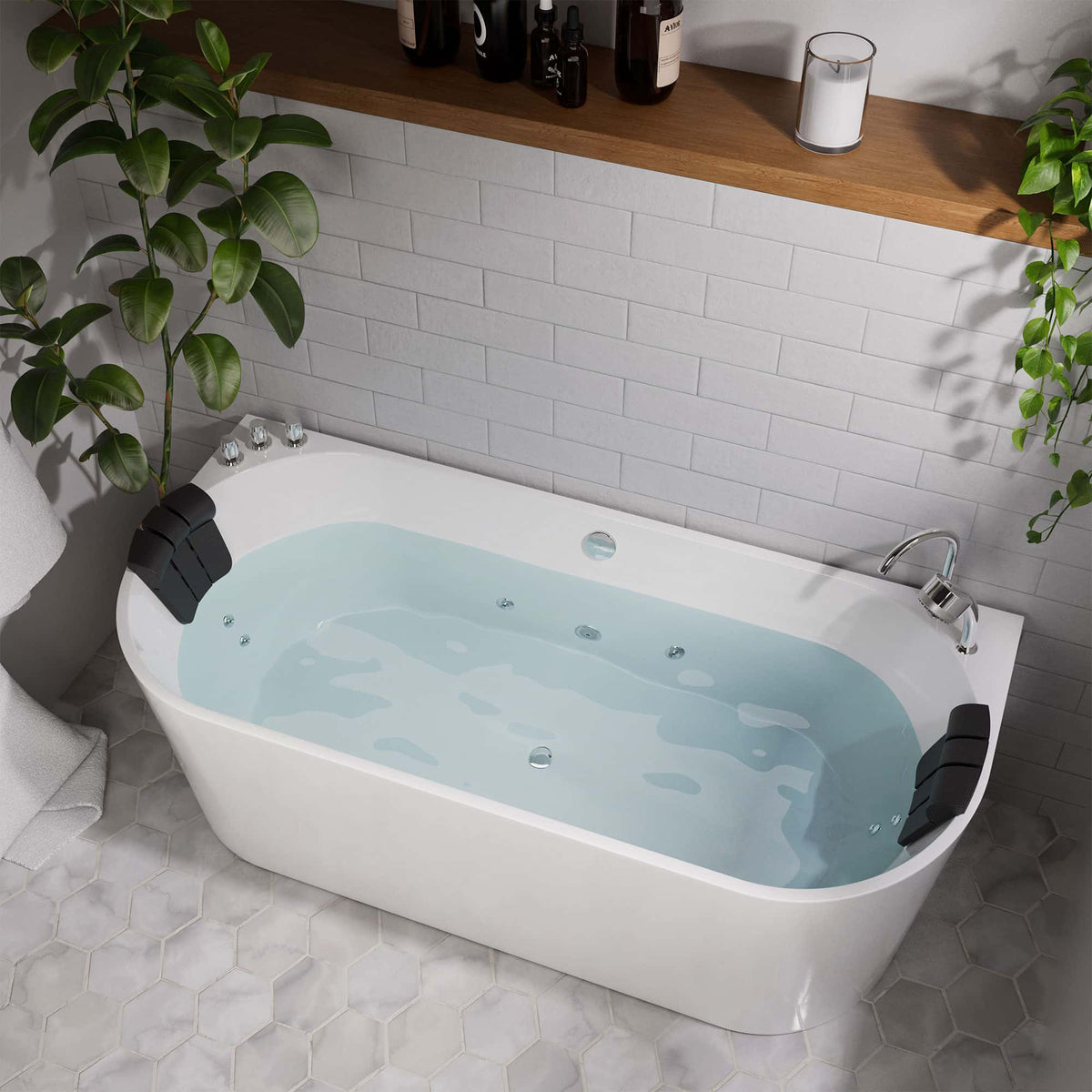 Empava 59 in. Whirlpool Acrylic Alcove Bathtub | EMPV-59AIS06