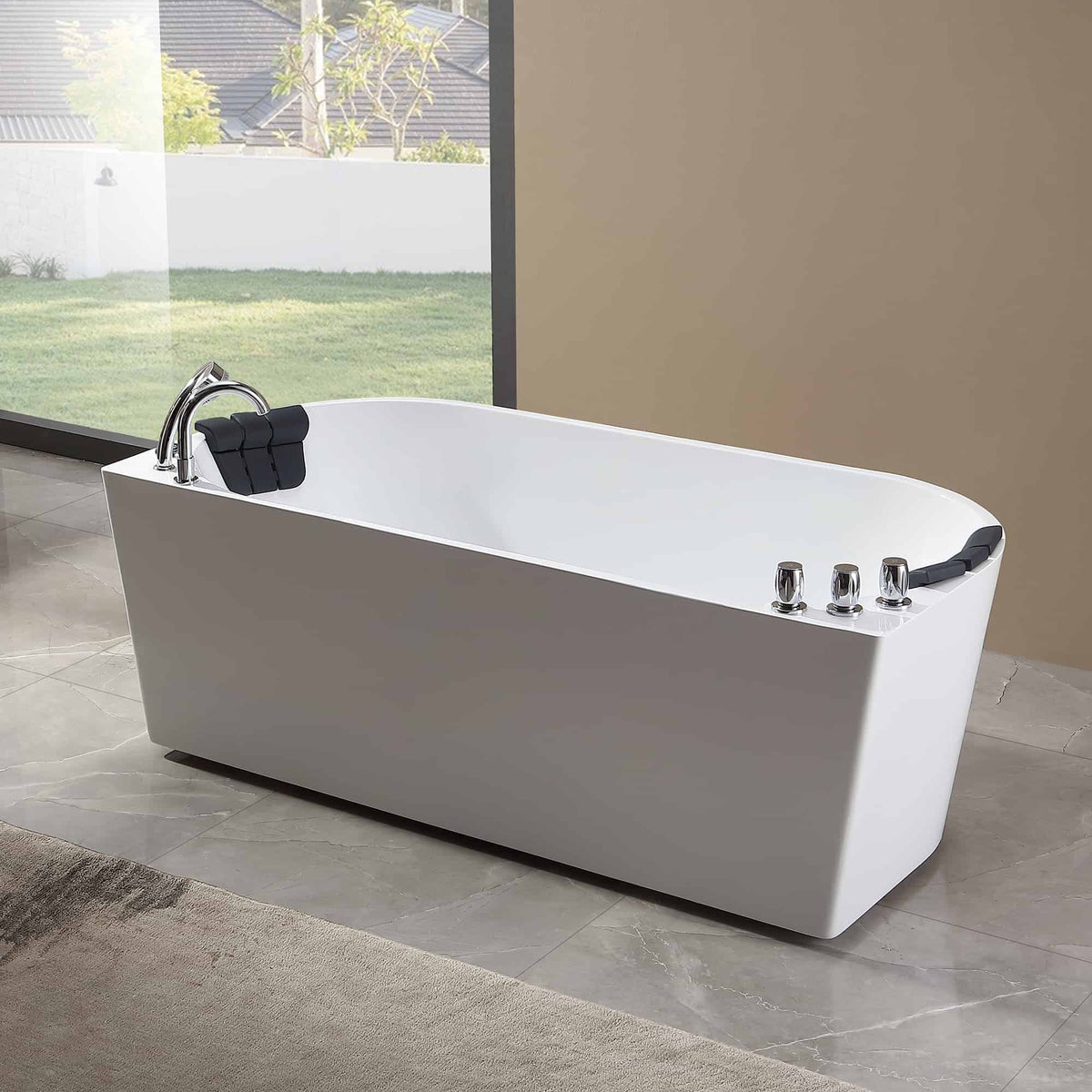 Empava 59 in. Whirlpool Acrylic Alcove Bathtub | EMPV-59AIS06