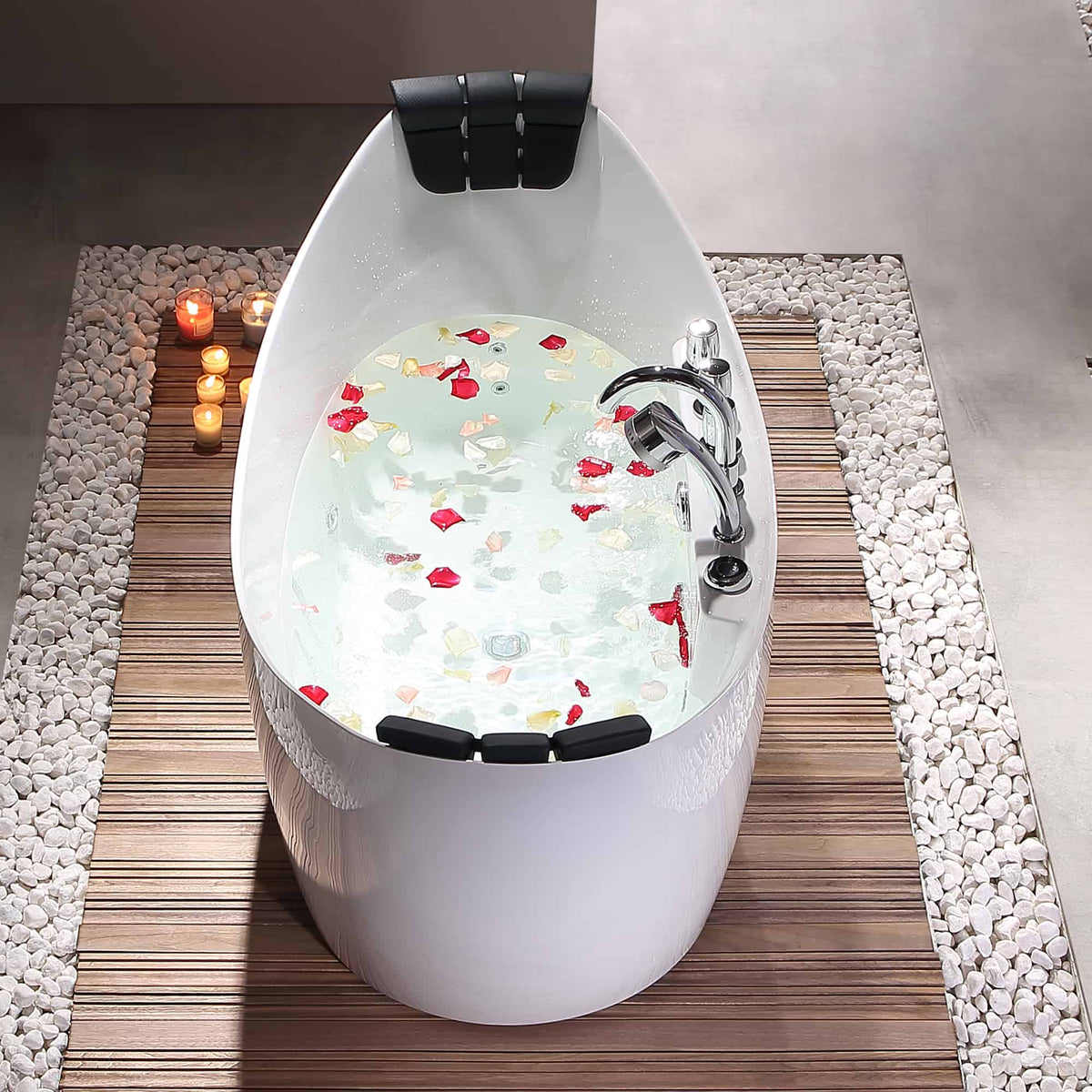 Empava 59 in. Whirlpool Freestanding Acrylic Bathtub | EMPV-59AIS11